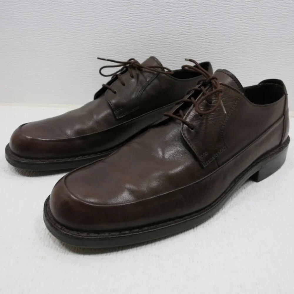 G. M. Endless Brown Leather Dress Men's Footwear Oxford Dress Shoes Italy 9.5